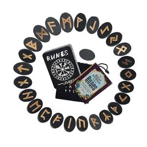 lot 58701 image: Ssshqlcb 25Pcs Runes Set, Wood Rune Stones with Instruction & Velvet Pouch, Viking Runas for Beginners, Ideal for Witchcraft, Divination, Meditation & Spiritual Practices - Retail $15