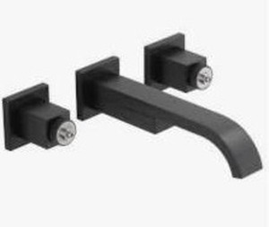 lot 26011 image: Brizo 65880LF-BLLHP Matte Black Siderna Wall Mounted Bathroom Faucet, (Handles Not Included)