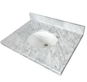 lot 26097 image: Kingston Brass 36-inch 3 Hole Carrara Marble Vanity Top, 36x22
