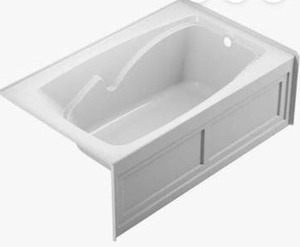 lot 26100 image: Cetra 60x36 Skirted Soaking Bathtub With Right Drain, White