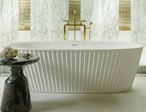 MTI Bowie Sculpture Stone Air Bath MTCT-260, Matte White, 69.625x35.25x21.625