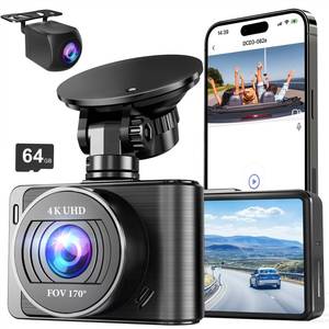 Dash Camera, 4K/1080p Dash Camera Front and Rear, Built-in 5GWiFi, Dash Cam with 64GB SD Card, Full HD 2.0 IPS Screen, for App Control, G-Sensor, Loop Recording, and Parking Mode