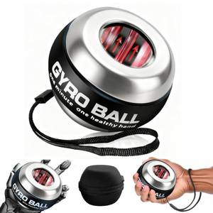 lot 3471 image: 2026 New Curaball Hand Exerciser, Gyro Ball Wrist Exerciser, Metal Hand & Forearm Strengthener With Led Lights, Gyroscopic Ball, TorqueBall, PowerBall for Stronger Arms, Wrists and Fingers (with Ball Bag) (Black) - Retail $30