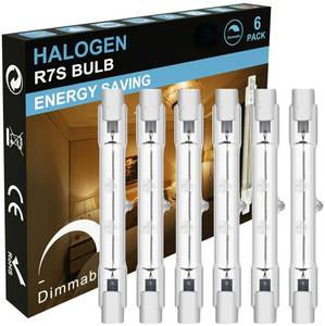 lot 3472 image: MISDOOD R7S Halogen Light Bulbs 120V 150W,6 Pack J78mm T3 J Type Halogen Bulbs, 3 Inch Long Double Ended Light Bulb for Work, Security,Landscape Lights, Dimmable - Retail $8