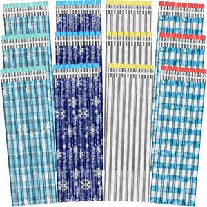 lot 3531 image: Sherr Winter Snowflake Pencils with Eraser Toppers Bulk Winter Frozen Party Favors Holiday Pencils Gifts for Christmas Birthday School Reward Supplies Goodie Bags Stuffers - Retail $25