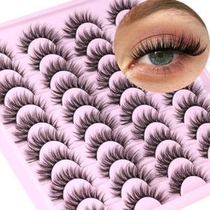 lot 3536 image: Kiromiro Lashes Wispy False Eyelashes Natural Look 14mm(0.55inch) Faux Mink Lashes Short Cat Eye Spiky Lash 3D Strip Eyelashes Pack 20 Pairs