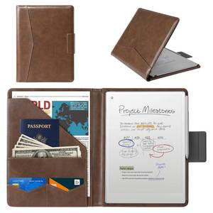 lot 3546 image: CoBak Premium PU Leather Case for Remarkable Paper Pro 11.8 (2024) Slim Magnetic Back Cover with Auto SleepWake, Folder Design, Magnetic Pen Holder Strap, Brown Leather - Retail $96