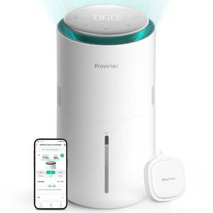 lot 3553 image: Provirtec MistFree Smart Humidifier for Bedroom, Evaporative Humidifier No White Dust, Auto Humidity & APP Control, 3L Water Tank Easy to Clean, Sleep Mode, Timing, Humidifiers for HomeOffice(White) - Retail $80