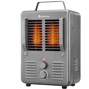 lot 3561 image: Comfort Zone Electric Portable Milkhouse Style Utility Space Heater with Adjustable Thermostat, Overheat Protection, and Safety Tip-Over Switch, Ideal for Garage or Greenhouse, 1,500W, CZ798 - Retail $36