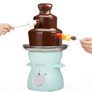lot 3564 image: SugarWhisk 3 Tier Mini Chocolate Fountain Machine, Easy to Use & Clean, Great for Parties, Events & Weddings, 22 Oz Capacity, Aqua - Retail $30