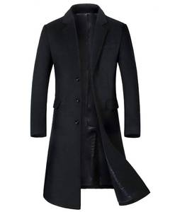 lot 3572 image: ebossy Mens Wool Blend Full Length Overcoat Single Breasted Long Coat with Flap Pocket (X-Large, Black) - Retail $76
