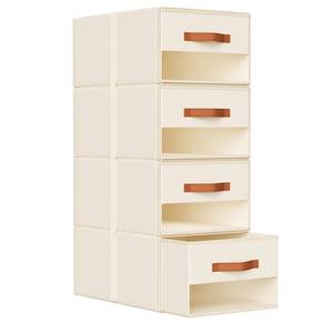lot 3578 image: DIMJ Closet Organizers and Storage - Pull-out Fabric Bins with Drawers for Closet Foldable Clothes Organizers with Clear Window, Stackable Storage Drawers for Bedroom,Living Room,Shelf,4-Pack, Beige - Retail $37