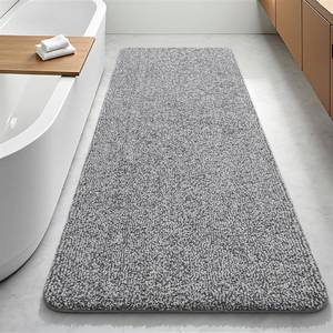 lot 3579 image: Enqinar Bathroom Runner Rug 24x60 Inch, Soft Absorbent Long Bathroom Rug for Shower Floor, Non Slip Washable Bath Rugs, Plush Thick Microfiber Large Bath Mat for Tub Double Sink Vanity, Grey White - Retail $30