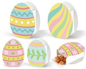 lot 3585 image: Lonfliness 24 Pack Easter Gift Boxes Easter Egg Shape Happy Easter Party Treat Goodie DIY Cardboard Box Craft Bulk Spring Birthday Party Baby Shower Decoration School Classroom Activity Supplies Favor - Retail $11