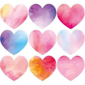 lot 3591 image: Fancy Land Watercolor Heart Cutouts Heart Shaped Cut-Outs for Bulletin Board Decoration Valentines Day Crafts Supplies School Classroom Home Decor 45Pcs - Retail $6