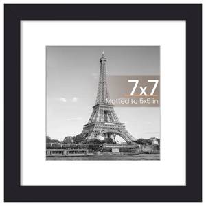 lot 3592 image: upsimples 7x7 Picture Frame, Display Pictures 5x5 with Mat or 7x7 Without, Wall Hanging Photo Frame, Black, 1 Pack - Retail $6