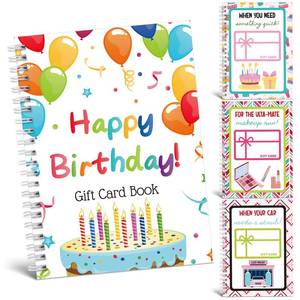 lot 3594 image: Motiskyy Birthday Gift Card Book 7 x 5 Inch Happy Birthday Booklet Organizer Greeting Card Album Keeper Personalized Gift for Birth Party Supplies (Bright) - Retail $16