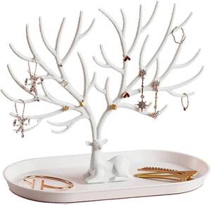 lot 3601 image: EINCORN Jewelry Display Holder Stand Earrings Pendants Necklace Jewelry Storage Rack Antler Tree Jewelry Box Holder, as the picture shows, White - Retail $8
