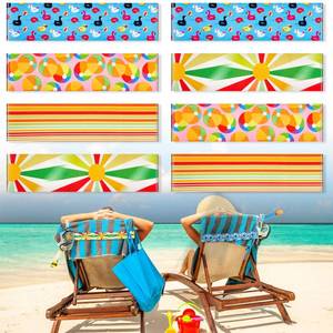 lot 3632 image: Boao 8 Pack Towel Bands for Beach Chair, Pool & Cruise Essentials, Elastic and Windproof, Towel Chair Clips Lounge Strap Holder, Cruise Ship Accessories (Rainbow Style) - Retail $8