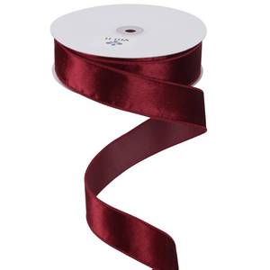 lot 3635 image: MEEDEE Burgundy Velvet 1.5 Inch Wired Ribbon - 25 Yards Crushed Velvet Spool for Christmas Tree, Wreaths & Bows - Retail $17