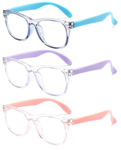 lot 3657 image: Fannyco Kids Blue Light Blocking Glasses 3-Pack - Retail $15