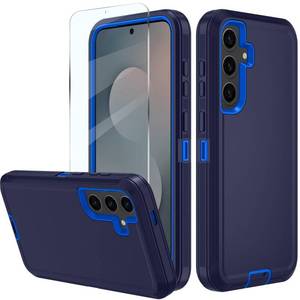 lot 3682 image: muitq for Samsung Galaxy S25 FE Case, Heavy Duty case, Glass Screen Protector Military Grade Protective  Shockproof Dropproof Dust-Proof (Dark Blue) - Retail $16