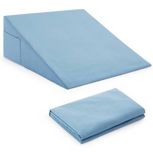 lot 3686 image: Horbaunal Blue Bed Wedge Pillow Cover with Zipper Design, Wedge Pillowcase Protector with Side Pocket for Storage, 26 L x 25 W x 7.5 H(Pillow Not Include) - Retail $13