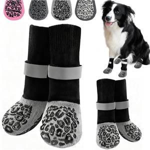 lot 3689 image: HeavenEye Anti Slip Dog Socks, Dog Paw Protectors Maximum Grip Prevent Licking Paws Slipping, Paw Protector for Hot & Cold Pavement Shoes Boots for Small Medium Large Senior Dogs(Black Leopard,XL) - Retail $10
