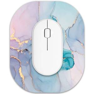 lot 3705 image: Atufsuat Small Mouse Pad 6 x 7 Inch, Oval Mini Mouse Pad with Non-Slip Rubber Base, Waterproof Compact Mouse Mat for Laptop Computer Wireless Mouse Keyboard Tray Home Office Travel, Purple Marble
