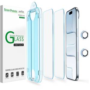 lot 3719 image: amFilm Auto-Alignment OneTouch Screen Protector for iPhone Air 17 6.5  Camera Lens Protector  Bubble Free  9H Tempered Glass  Anti-Scratch  Drop Protection  FHD Clarity  Case Friendly - Retail $9