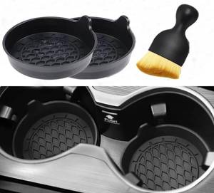 lot 3720 image: Car Cup Coasters,Universal Automotive Non-Slip Silicone Car Cup Holders Embedded in Ornaments Coaster, Drink Holder Protector Car Interior Accessories, Black, 2 Pack & Car Duster Brush - Retail $5