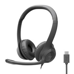 lot 3741 image: Logitech H391 Wired Headset for PCLaptop, Stereo Headphones with Noise Canceling Microphone, USB-C, in-Line Controls, Works with Chromebook - Graphite - Retail $21