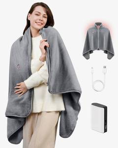 lot 3749 image: RayoLife Battery Operated USB Heated Blanket Cordless Rechargeable Throw with Portable Battery Pack, Far Infrared Heat, Ultra-Soft Faux Rabbit Fur for Home, Office, Travel, Camping - Retail $50