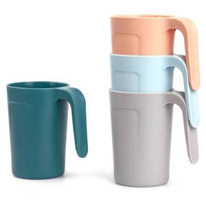 lot 3756 image: zoeynex Reusable Plastic Cups (12 oz) - Set of 4  Unbreakable Plastic Coffee Mugs with Handles  Dishwasher and Microwave Safe  BPA Free & Eco-Friendly  Ideal Drinking Cups for Kitchen - Retail $9