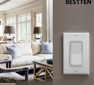 lot 3644 image: Bestten 3 Way Rocker Light Switch with Wall Plate White Pack of 4