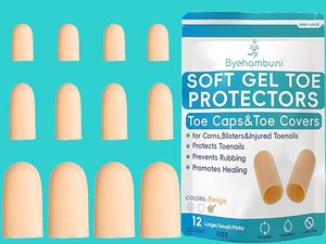 lot 3661 image: Byehambuni Soft Gel Toe Protectors Toe Caps and Toe Covers Beige 12pcs&nbsp