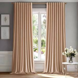 lot 3669 image: Miuler Blush Beige Velvet Curtains 52x90in 2 Panels&nbsp