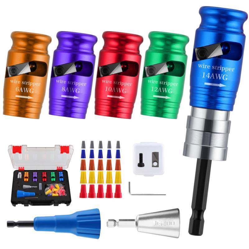 lot 9032 image: Wire Twister Tool for Drill for 68101214 AWG, 10 in 1 Quickly Drill Wire Stripping and Twisting Tool Kit