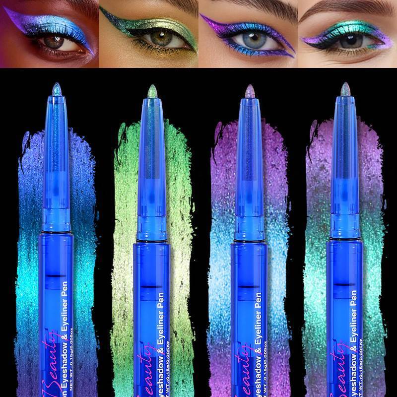 lot 9374 image: SUSIKEKI 4PCS Chameleon Metallic Eyeshadow &amp Eyeliner Gel Pencil Set Multichrome Shifting Colors Glitter Eye Makeup, Waterproof Long-Lasting Smudge-Proof Duochrome Pencil for Multi-Dimensional Looks
