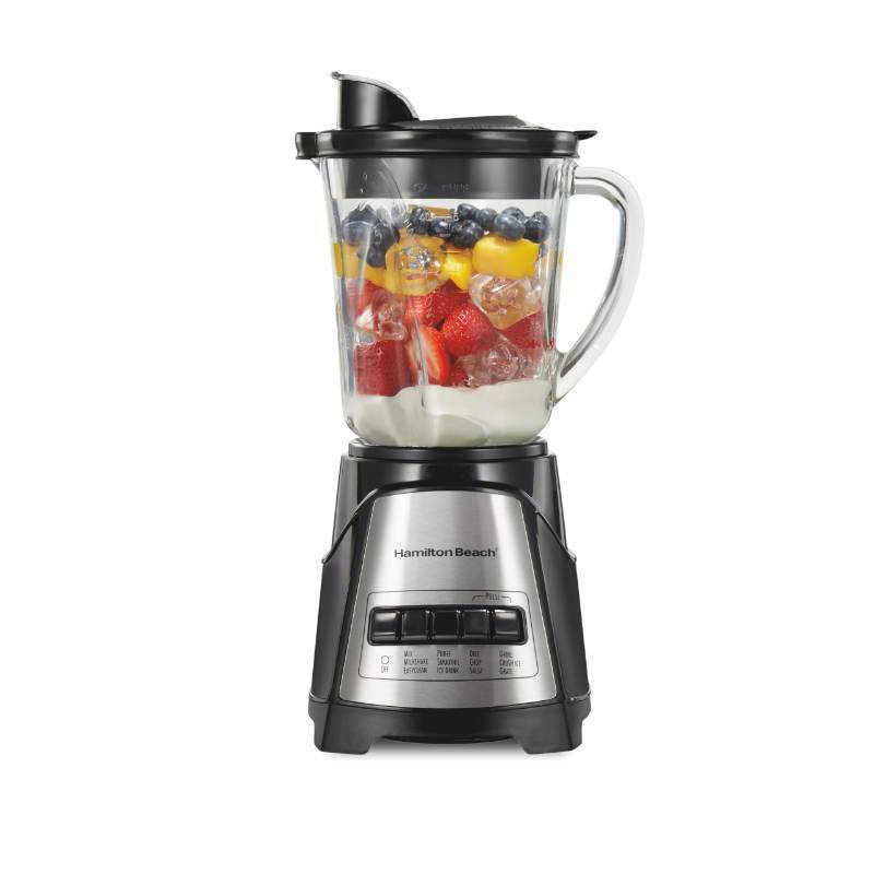 lot 9635 image: Hamilton Beach Power Elite Wave Action Blender For Smoothies, 40 Oz Glass Jar, 12 Functions Including Puree, Crush Ice, 700 Watts - Black (58148A)
