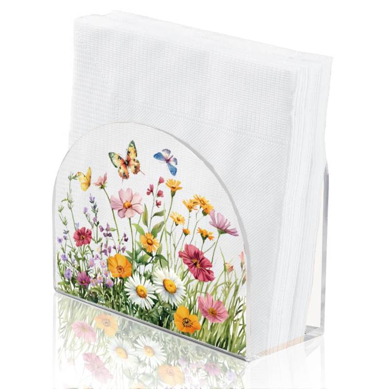 lot 8691 image: SUPERDANT Flower Clusters Napkin Stand Acrylic Tissue Holder Organizer Butterfly Paper Napkins Holders for Kitchen Serviette Holder Dispenser Home Dining Room Dinner Party Farmhouse Table Decoration