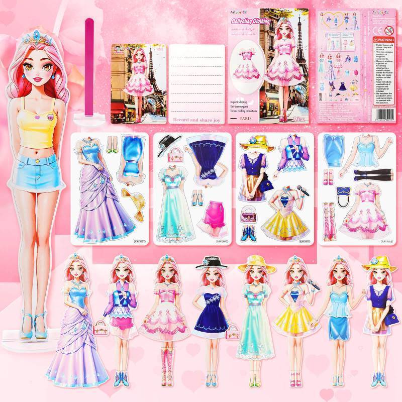 lot 1115 image: PainZieteg Magnetic Dress Up Dolls, Magnetic Princess Dress Up Paper Dolls, Magnetic Dress Up Dolls for Girls Ages 4-10 Learning Created Imagine Set Birthday Gift (Liz)