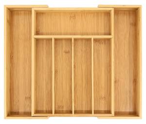 lot 3764 image: VaeFae Bamboo Drawer Organizer, Expandable Silverware Drawer Organizer, Cutlery Tray with Dividers for Kitchen Utensils, Medium - Retail $29