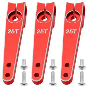 lot 3783 image: 3Pack Vgoohobby 25T Servo Arm Horn Aluminum 25 Teeth Steering Arms Compatible with Futaba Hitec Savox Power HD Servo Motors Fit RC Crawler Car Airplane Plane Boat (1.5inch,Red) - Retail $13