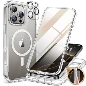 lot 3785 image: Miracase Magnetic for iPhone 16 Pro Case Full-Body Phone with Built-in Glass Screen Protector, Compatible with MagSafe Military Drop Proof 16 Pro Cover Bumper 6.3 inch, Clear - Retail $25