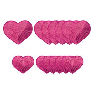 lot 3786 image: YELARXI Sequin Heart Iron on Patches Embroidered Sew Sequin Glitter Patch Appliques, Fit for DIY Shoes Hats Backpacks Clothing Repair - (12 Pack, Rose, 2 Size) - Retail $8