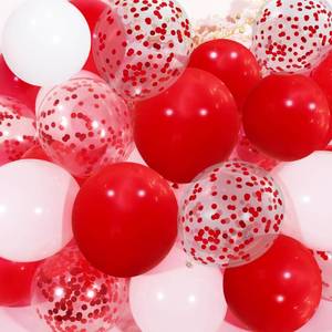 lot 3797 image: Red Balloons, 12 In Birthday Party Decorations for Girls, Happy Birthday Decor with Red and White Balloons - Retail $7