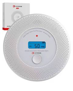 lot 3805 image: KIMROG 10-Year Sealed Battery 2-in-1 Smoke & Carbon Monoxide Detector Alarm  CO & Smoke Alarm Detector with Backlit LCD Display & V-0 Flame-Retardant Housing (1-Pack) - Retail $38