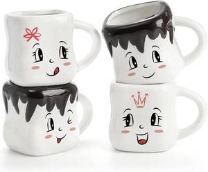 lot 3817 image: Youeon Marshmallow Mugs with Handle Set of 4, 7 Oz Cute Ceramic Hot Cocoa Chocolate Mugs, Adorable Coffee Matching Mug Set for Winter, Christmas, Gift &amp Home Decor