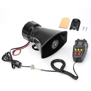 lot 3818 image: KERWINN Car Siren Horn 7 Tone with Microphone ,Alarm Horn Siren 12V 100W Emergency Amplifier with Mic PA Speaker System Loud Car Alarm Police Ambulance Fire Hooter Traffic Sound - Retail $20